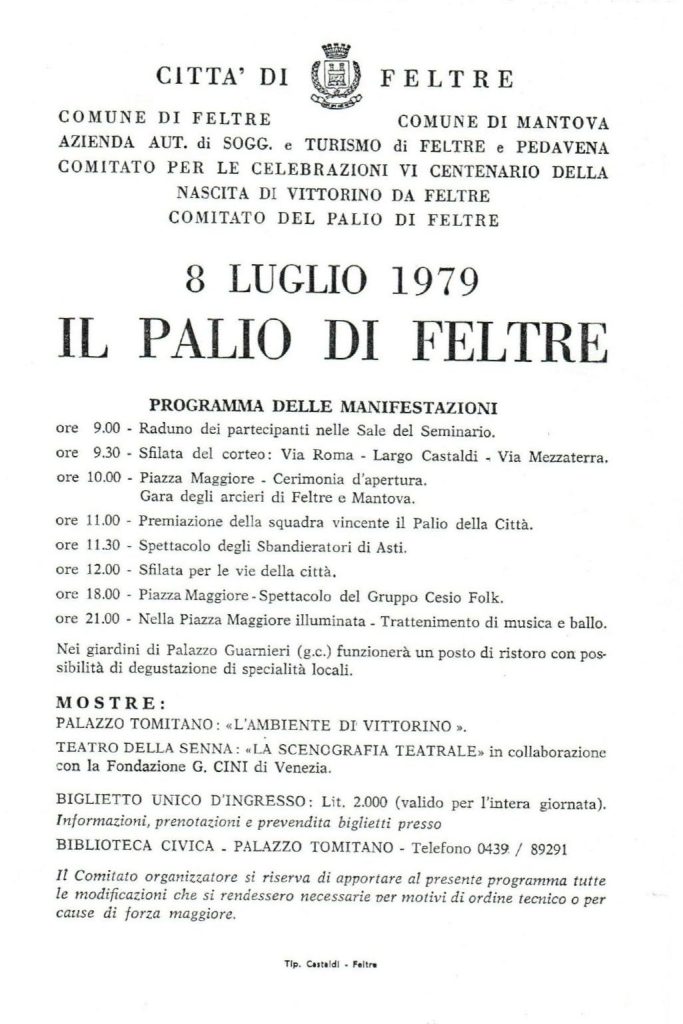 Volantino Palio di Feltre 1979