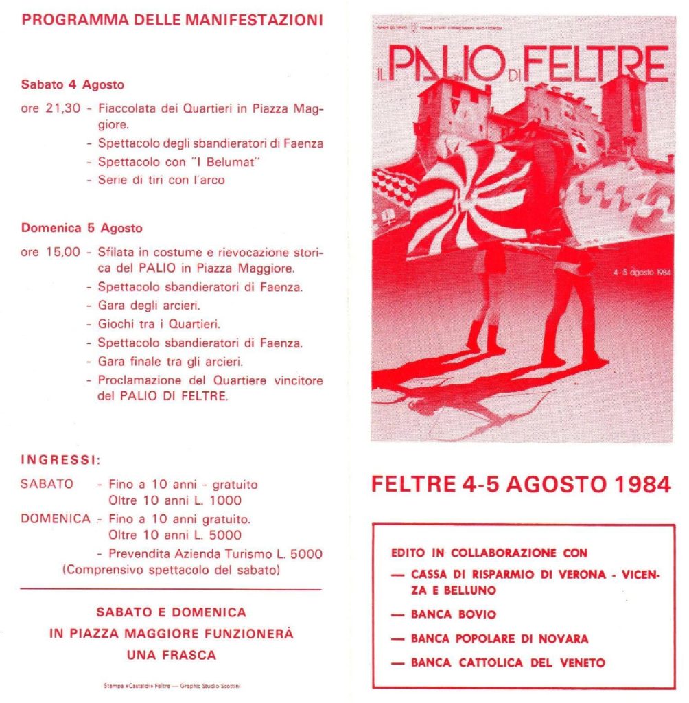 Volantino Palio di Feltre 1984