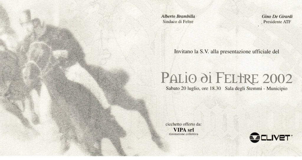 Invito alla presentazione del Palio di Feltre 2002