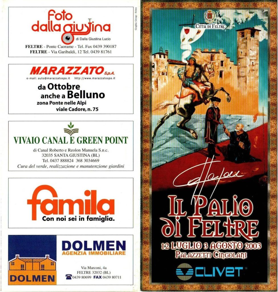 Volantino della Mostra del pittore del drappo 2003