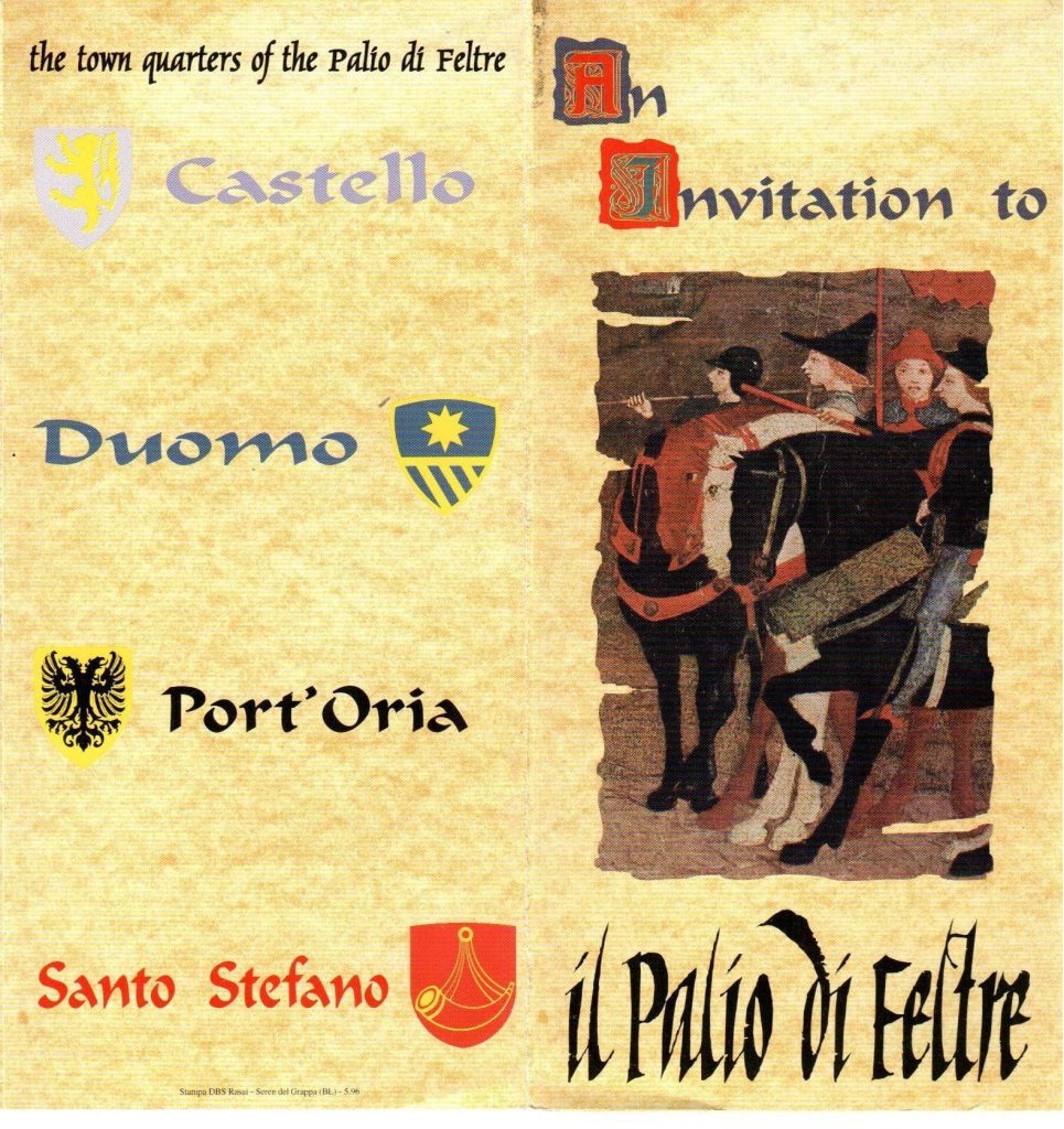 Flyer of the Feltre Palio 2003