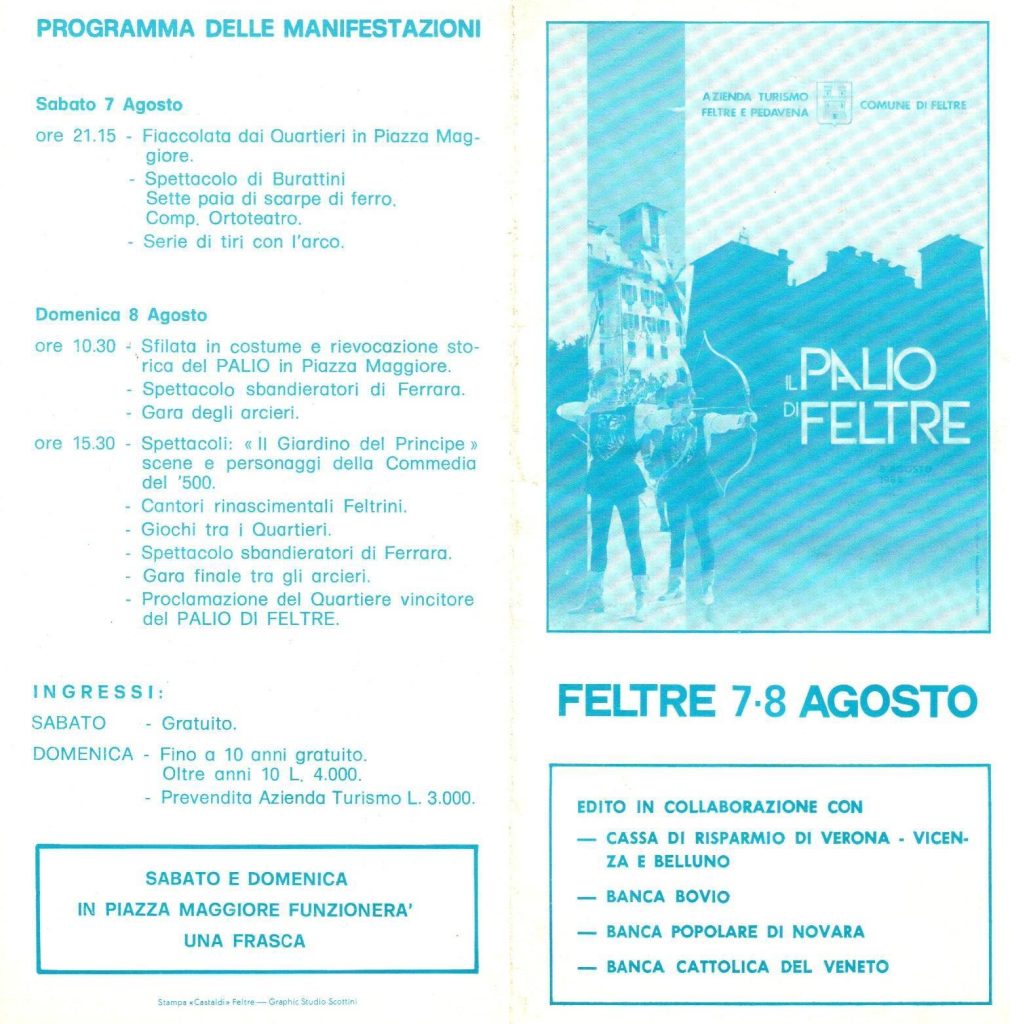 Volantino Palio di Feltre 1982