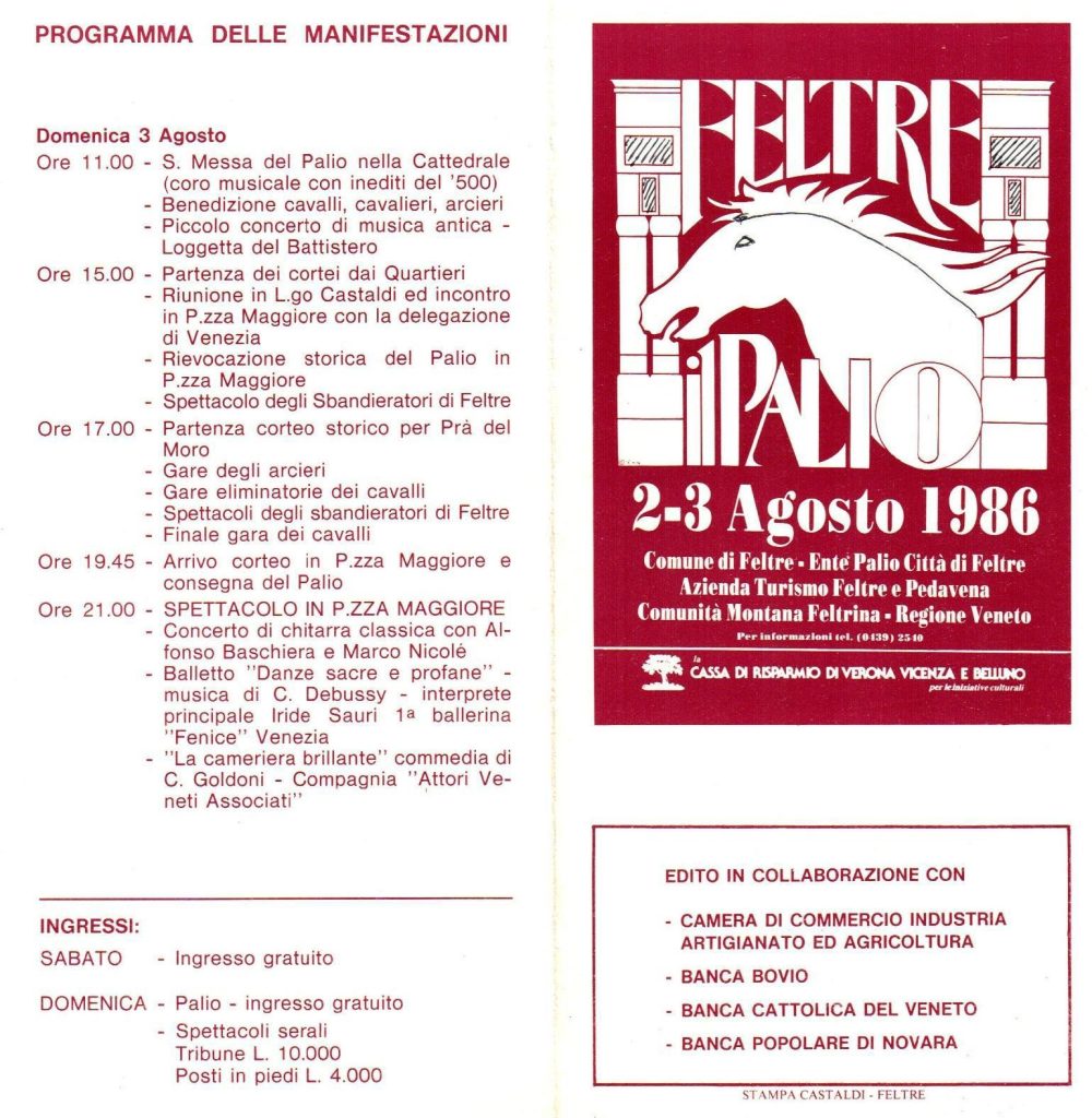 Volantino Palio di Feltre 1986