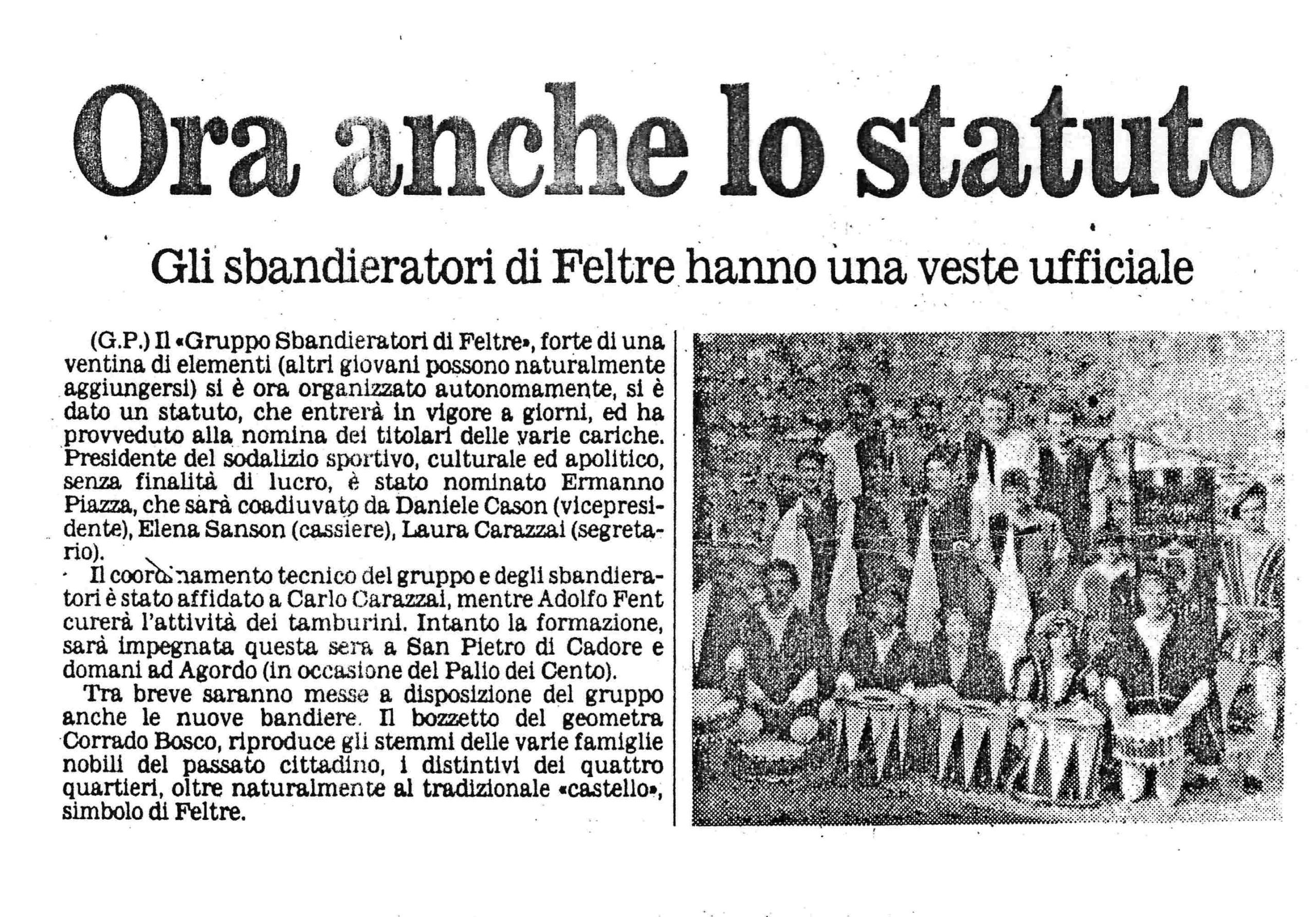 “Ora anche lo statuto” 1985