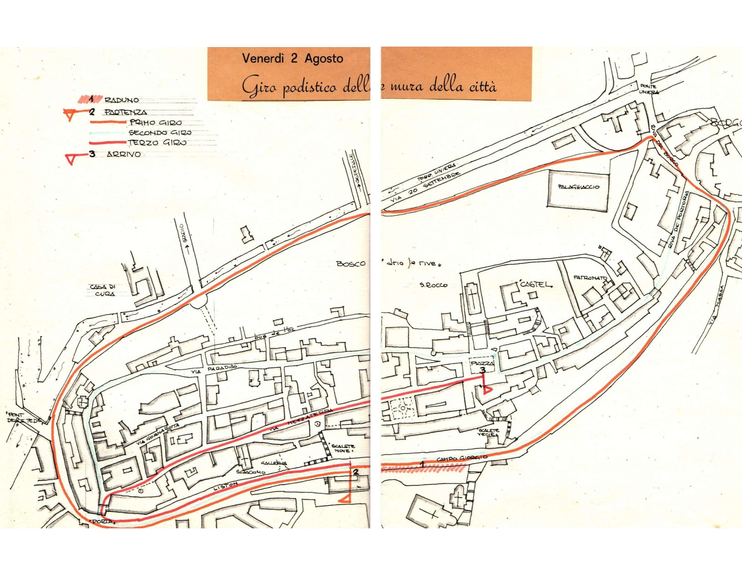 Percorso Staffetta- Giro podistico delle Mura Palio 1985