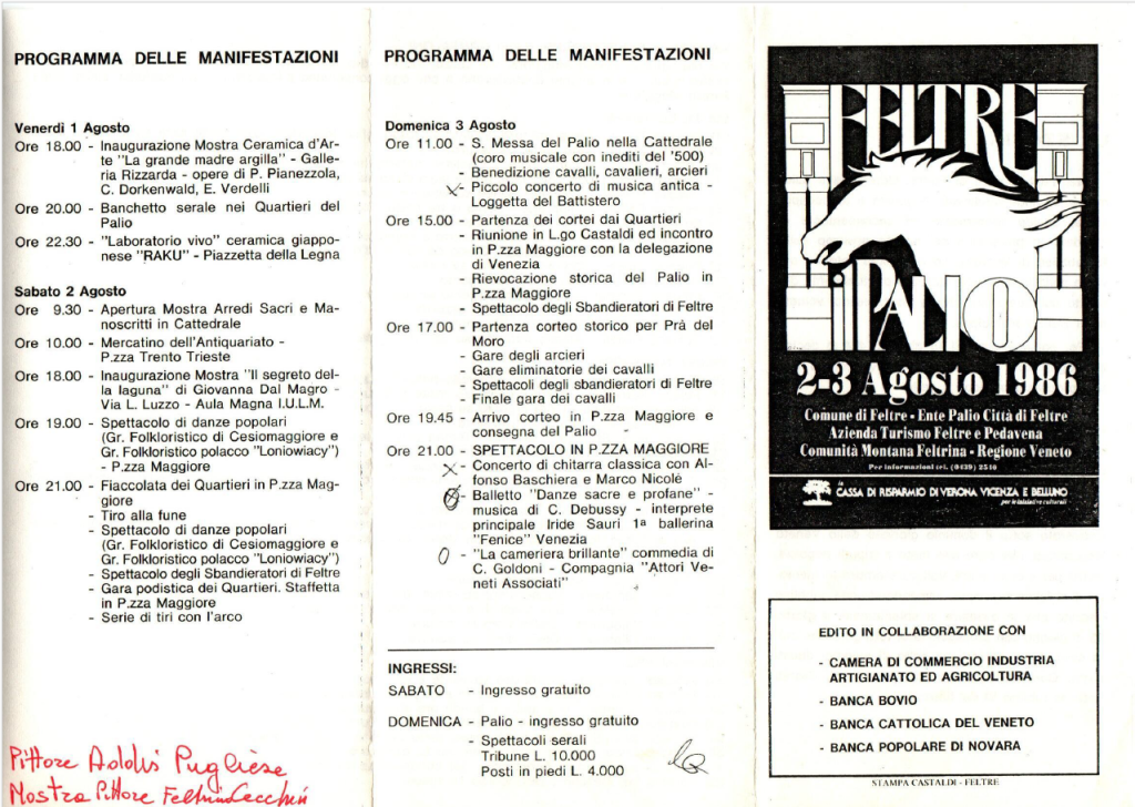 Volantino Palio di Feltre, 1986