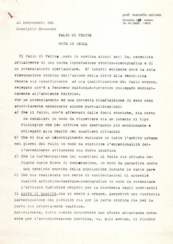Marcello Colusso scrive al Consiglio Comunale di Feltre