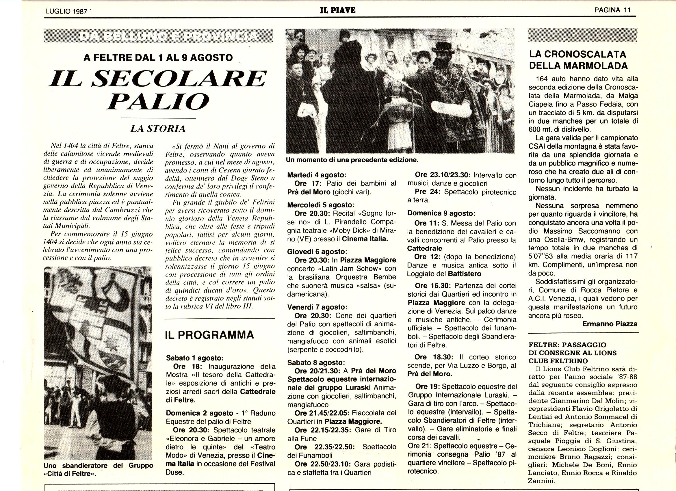 “Il secolare Palio”, 1987