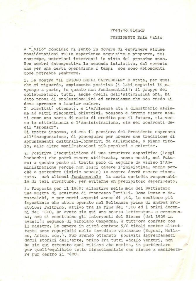 Considerazione di S. Claut sull'edizione Palio 1987