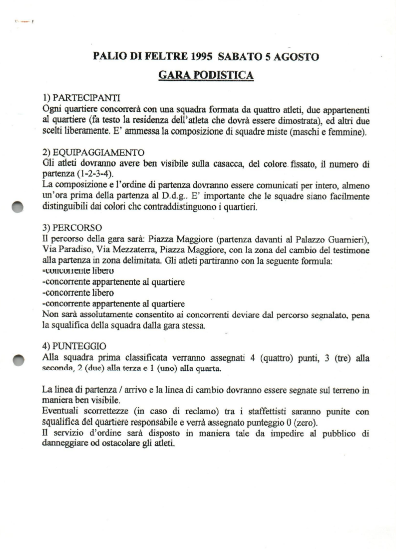 Regolamento gare Palio edizione 1995