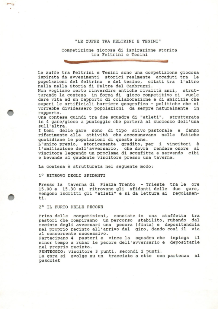 Le zuffe tra feltrini e tesini: competizione giocosa nel Palio 1995