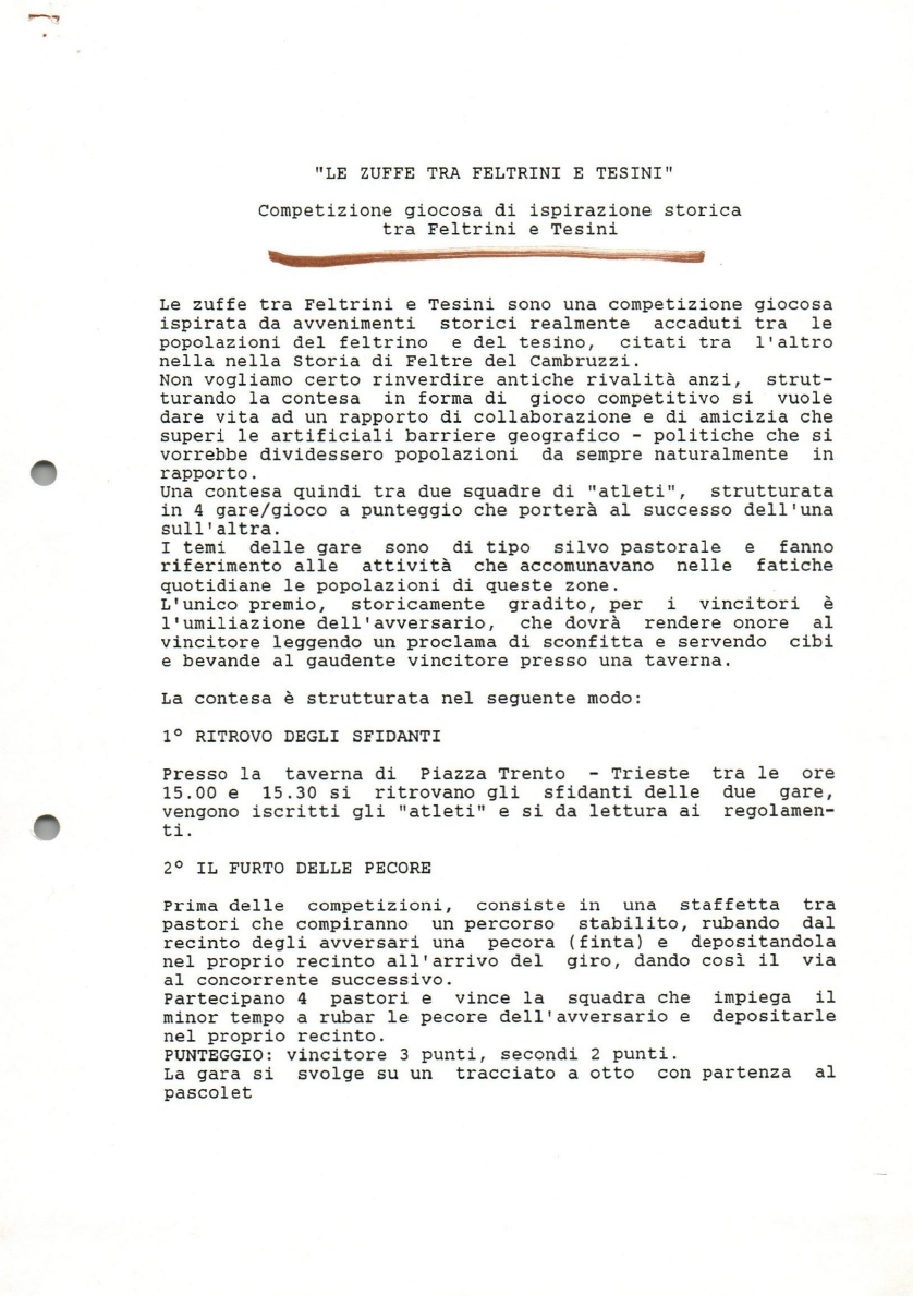 Le zuffe tra feltrini e tesini: competizione giocosa nel Palio 1995