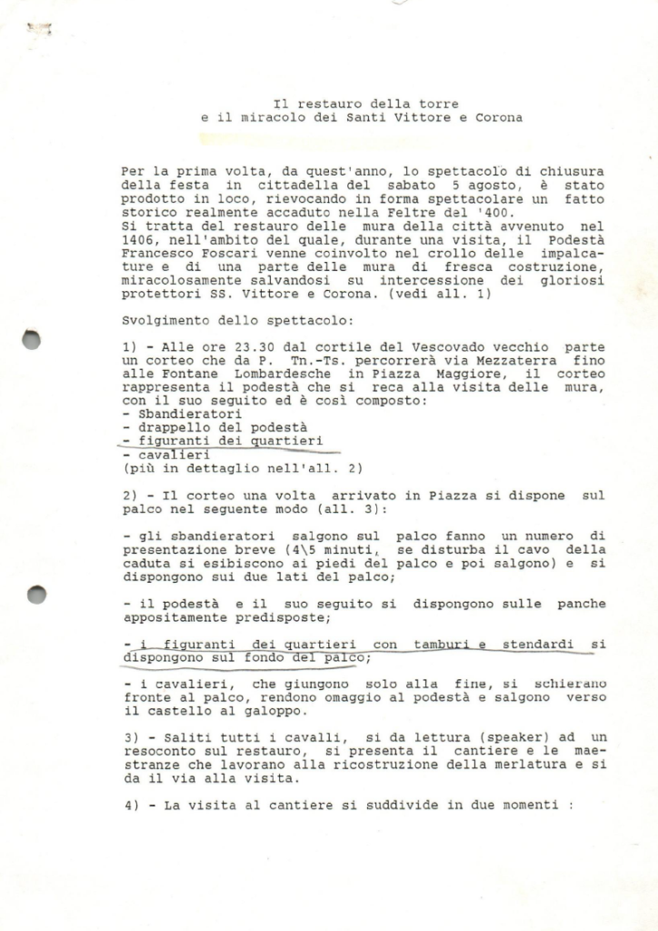 Il restauro della torre e il miracolo dei SS Vittore e Corona: chiusura Palio 1995