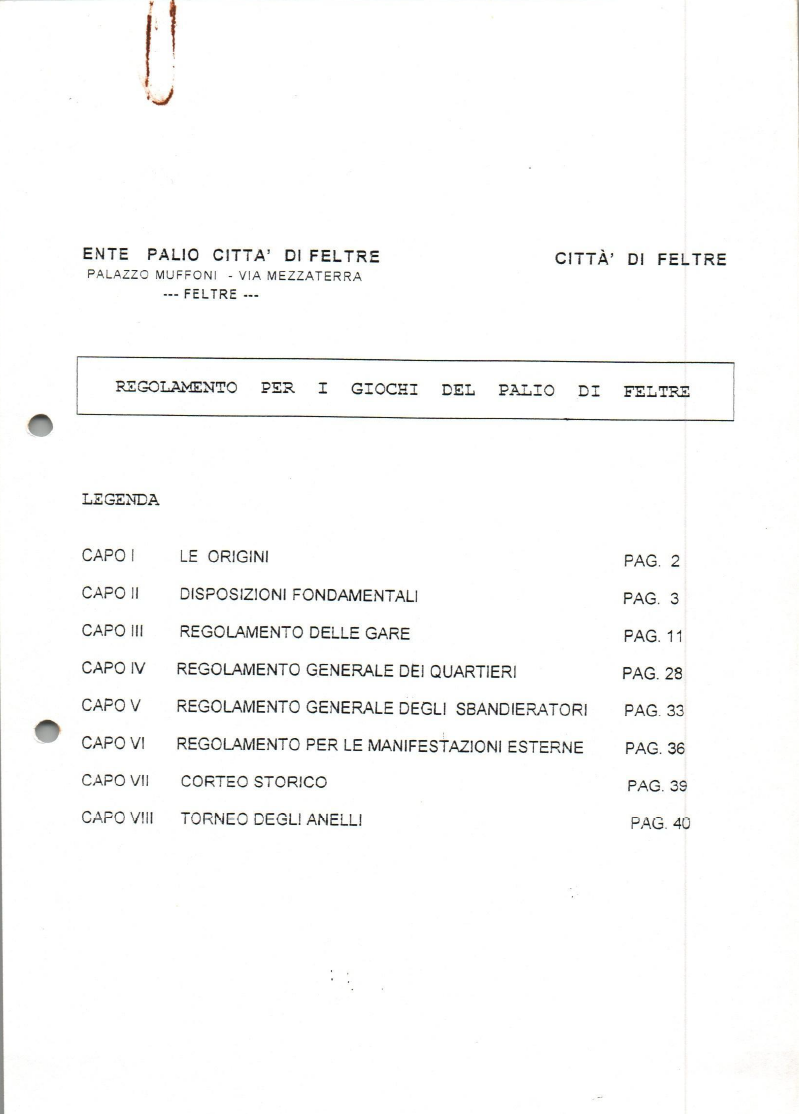 Regolamento delle gare edizione 1997